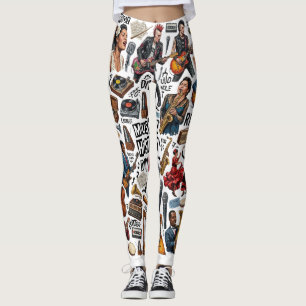 Music History & Genres Collage Art - Retro, Punk, Leggings