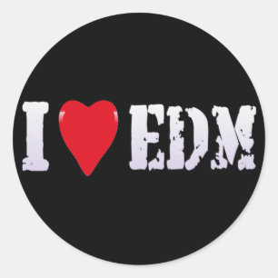 MUSIC - I HEART EDM CLASSIC ROUND STICKER
