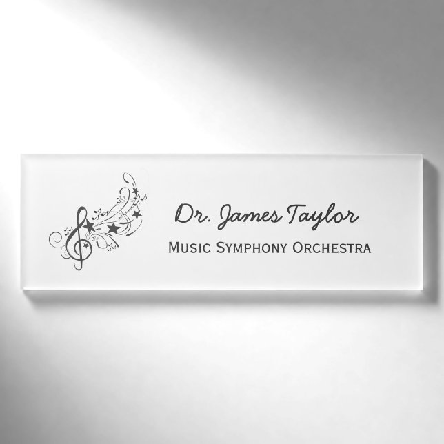 Music Illustration Band Symphony Orchestra Name Tag (Front)