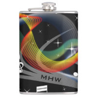 Music Illustration custom monogram flask