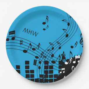 Music Illustration custom monogram paper plates