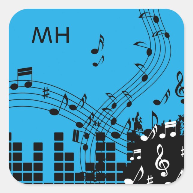 Music Illustration custom monogram stickers (Front)