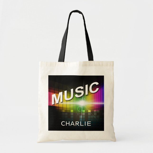 Music Illustration custom name tote bags (Front)