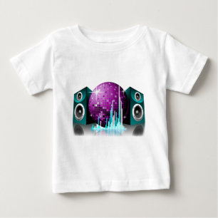 music illustration with speakers and disco ball baby T-Shirt