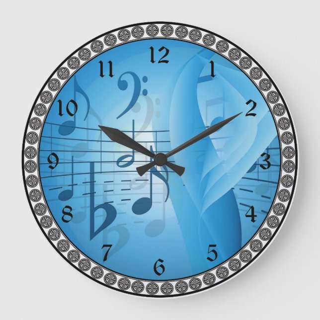 Music in Blue Large Clock (Front)