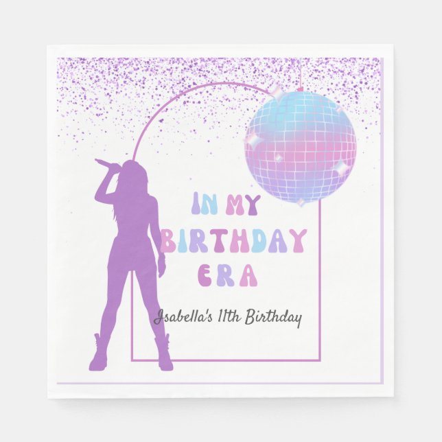 Music In My Birthday Era Purple Birthday Party  Napkin (Front)