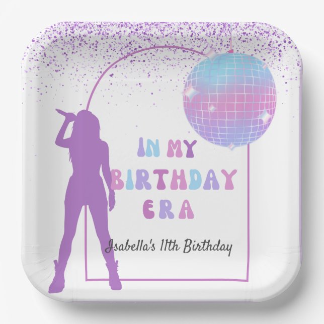 Music In My Birthday Era Purple Birthday Party  Paper Plate (Front)