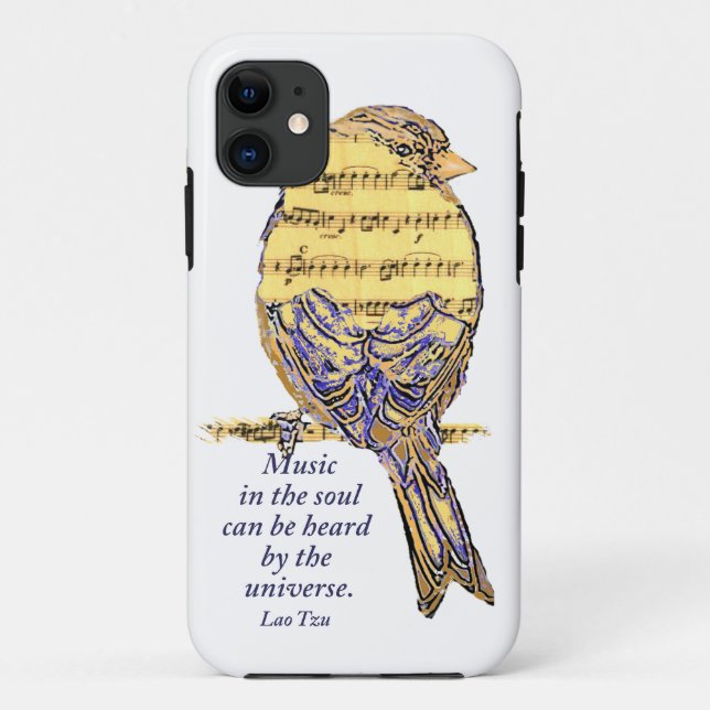 Music in the Soul Quote & Music Note Bird Case-Mate iPhone Case (Back)
