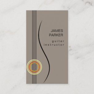 Music Instructor Guitar Logo Minimalist Singer Business Card