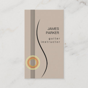 Music Instructor Guitar Logo Minimalist Singer Business Card