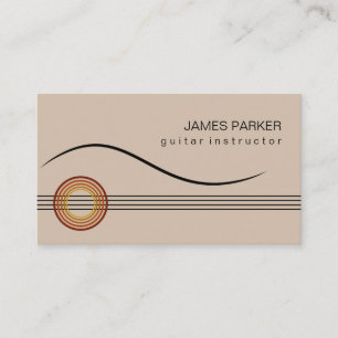 Music Instructor Guitar Logo Minimalist Singer Business Card