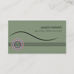 Music Instructor Guitar Logo Minimalist Singer Business Card