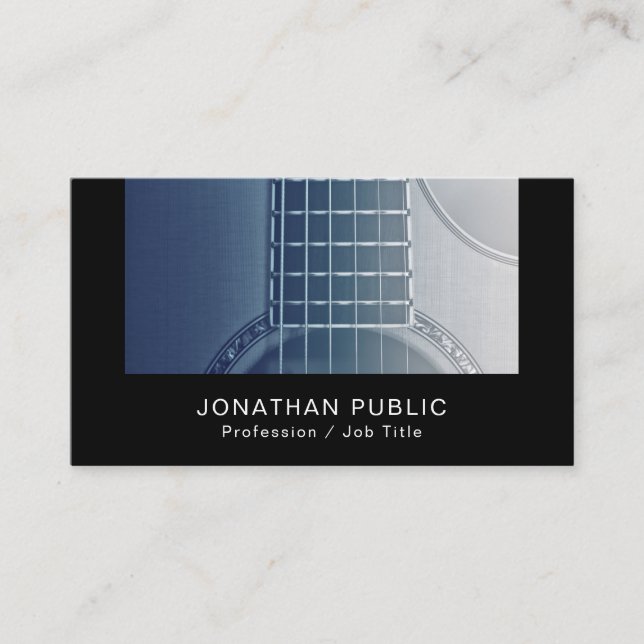 Music Instructor Guitar Tutorials Silk Finish Luxe Business Card (Front)