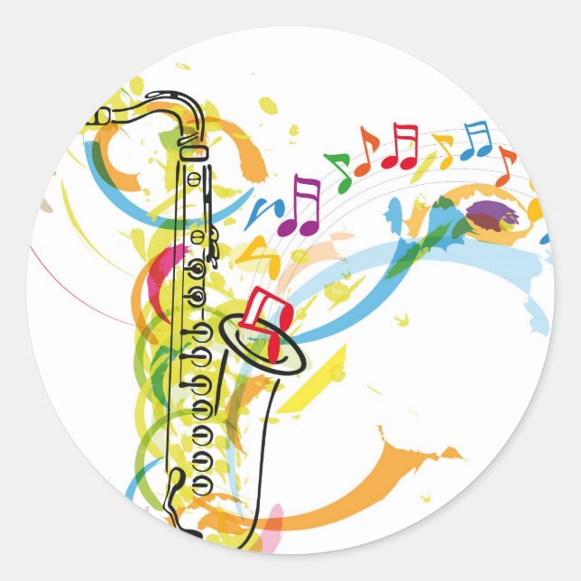 Music Instrument illustration Classic Round Sticker (Front)