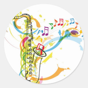 Music Instrument illustration Classic Round Sticker