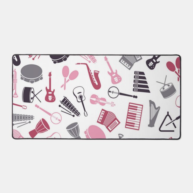 Music instrument pattern desk mat (Front)