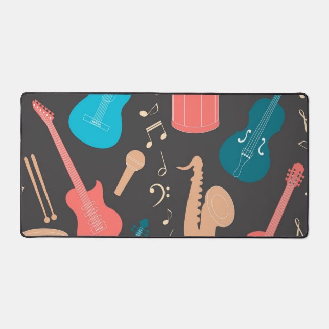 Music instrument pattern desk mat (Front)