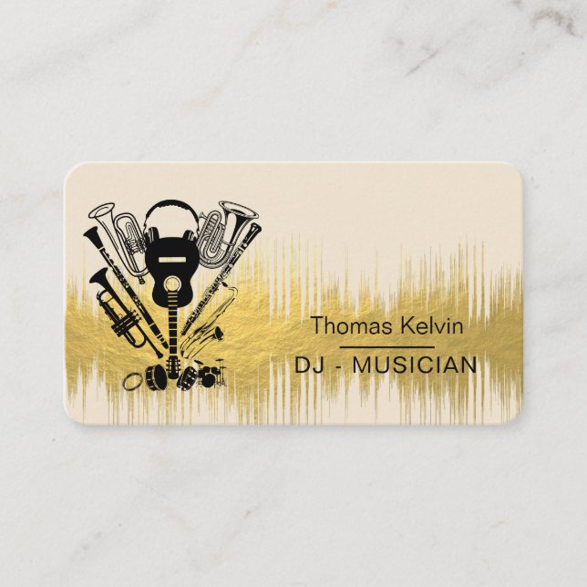  Music Instruments Event Organiser DJs Player Business Card (Front)
