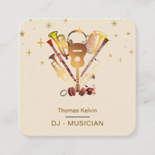  Music Instruments Event Organiser DJs Player Square Business Card