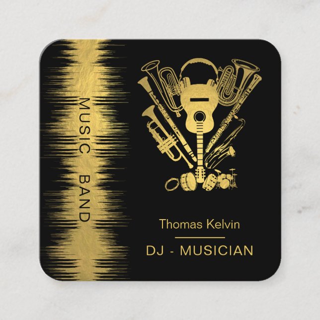  Music Instruments Event Organiser DJs Player Square Business Card (Front)