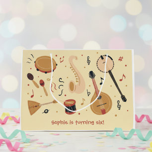 Music instruments kids birthday large gift bag