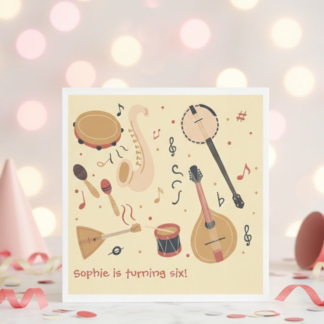 Music instruments kids birthday napkin (Creator Uploaded)