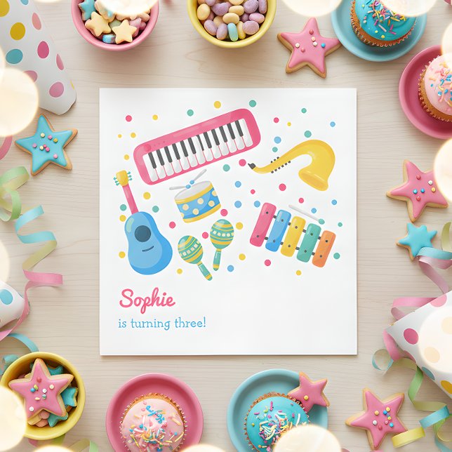 Music instruments kids birthday napkin (Creator Uploaded)