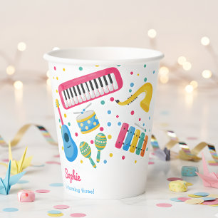 Music instruments kids birthday paper cups