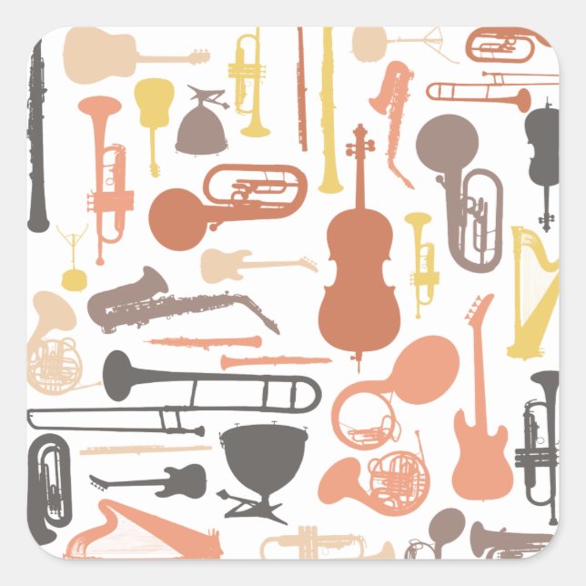 Music Instruments Square Sticker (Front)