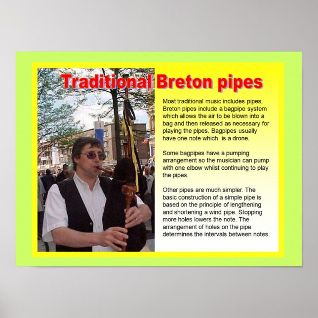 Music, instruments, Traditional Breton pipes Poster (Front)