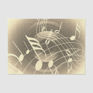 Music is everywhere, notes pattern in sepia colour tissue paper