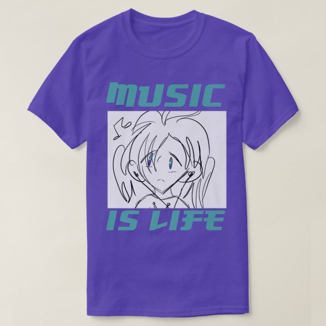 Music Is Life Anime  T-Shirt (Design Front)