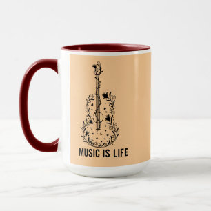 Music Is Life Instrument Art   Combo Mug