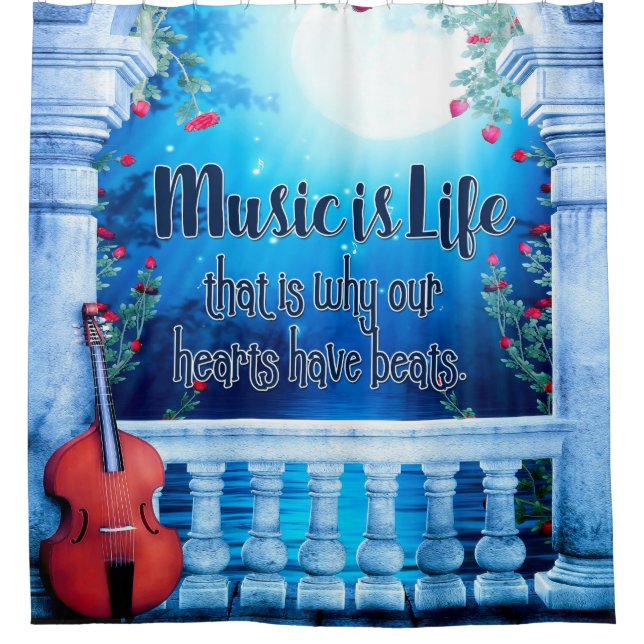 Music is Life Shower Curtain (Front)