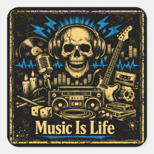 Music Is Life – Sound Living Philosophy Square Sticker