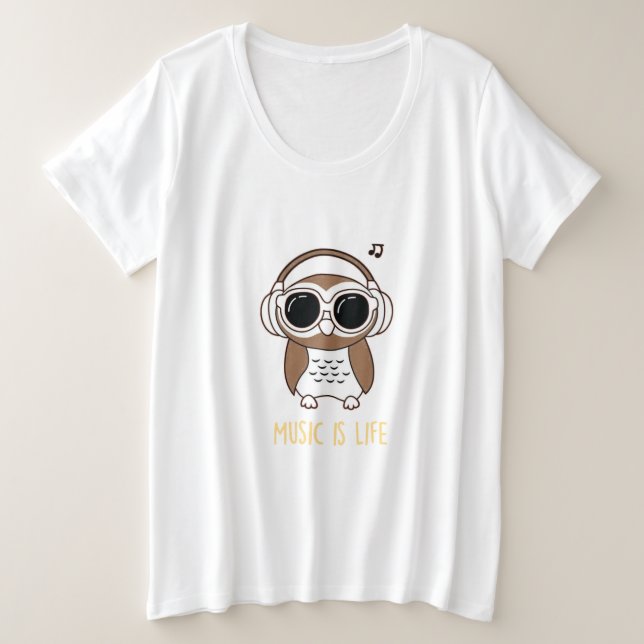 Music is life t shart design plus size T-Shirt (Design Front)
