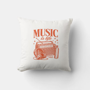 Music Is Life Vintage Design Cushion