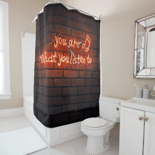 Music is Life, You are What you listen to Neon Shower Curtain