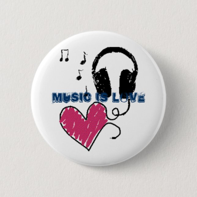 Music is love 6 cm round badge (Front)