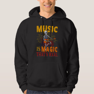 Music Is Magic That's Real Skeleton Guitar Music T Hoodie