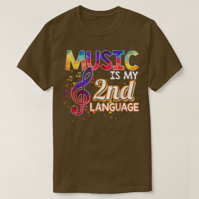 Music Is My 2nd Language Back To School Second Gra T-Shirt (Design Front)