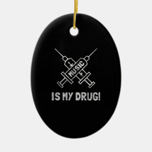 Music Is My Drug - Love Music - Straight Edge Ceramic Tree Decoration