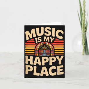 Music is my happy place funny retro jukebox saying card
