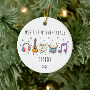 Music Is My Happy Place Kids Ornament