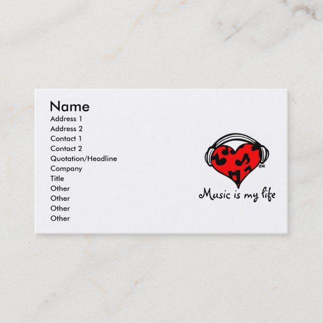 Music is my life-business card Template (Front)