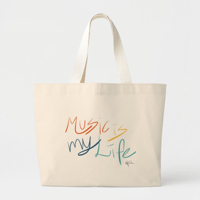 Music Is My Life Large Tote Bag (Front)