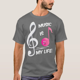 Music is my life pink note treble clef Kids Piano  T-Shirt