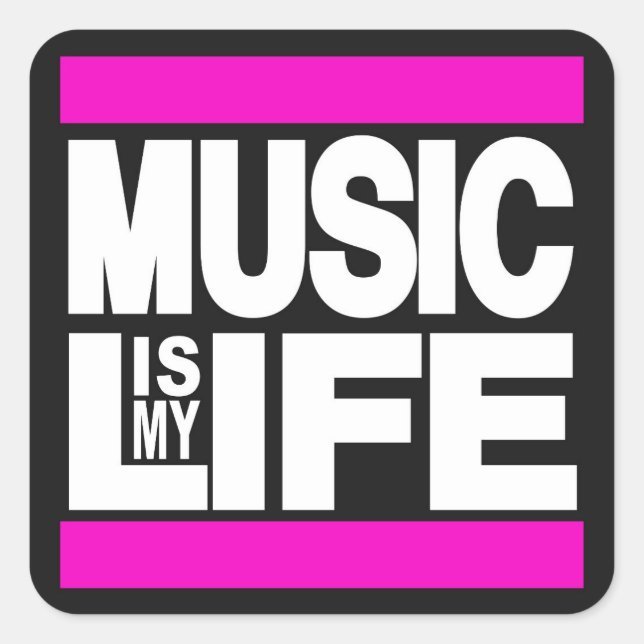 Music is My Life Pink Square Sticker (Front)