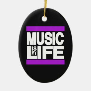 Music is My Life Purple Ceramic Tree Decoration