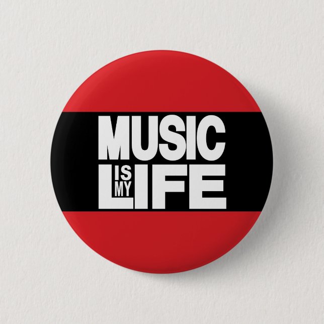 Music Is My Life Red 6 Cm Round Badge (Front)